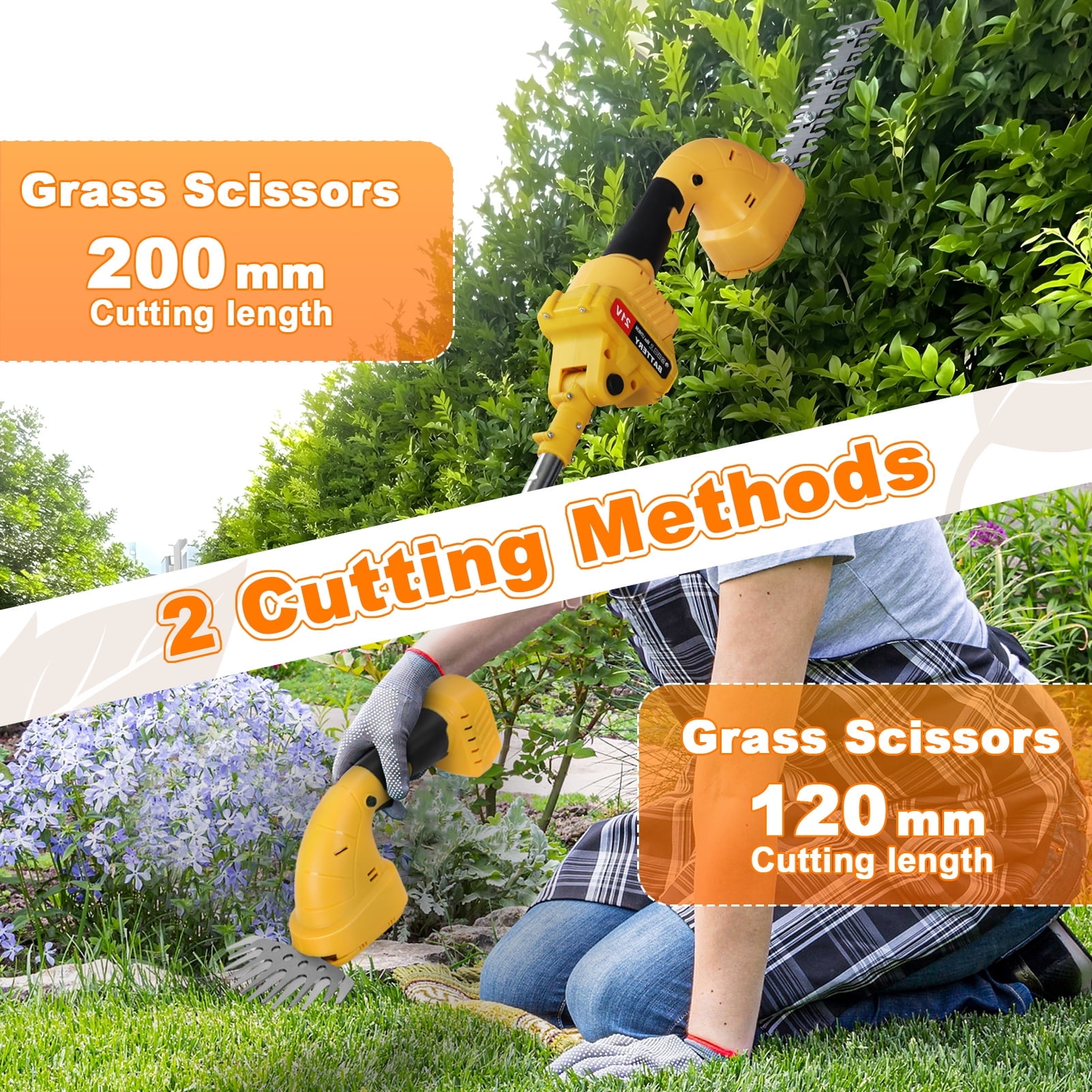 Mohsoe Cordless Hedge Trimmer 35° Cut Angle for Yard/Garden Precision Work