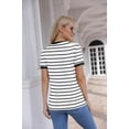 thumbnail image 4 of Sherrylily Women Summer Casual Short Sleeve T Shirts Crew Neck Tee Striped Tops, 4 of 6