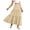 Khaki, variant on Summer Women's A line Long Skirt Solid Color Elastic Waist Wave Wrinkle Flowy Cut for Daily Leisure Casual Dressing