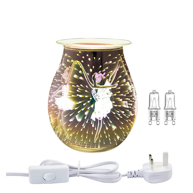3D Glass Electric Wax Melts Warmer Electric Wax Melt Burner In Fragrance Candle Wax Warmer, 3D Glass Oil Burner for Scented Candles, Night Light ,Long Lasting