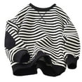 thumbnail image 1 of RXIRUCGD Mode Fille et Garçon Enfants Hauts à Manches Longues Décontractés Col Rond Sweat à Capuche Rayé (Noir, Taille: 6 Ans), 1 of 3