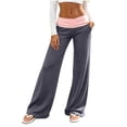 thumbnail image 2 of Women Wide Leg Loungewear Pants High Waist Soft Stretch Comfortable Loose Casual Workout Yoga Trousers with Pockets Dark Gray M, 2 of 7