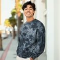 thumbnail image 4 of Dalix UFO Embroidered Washed Crewneck Sweatshirt Long Sleeve Fleece Cotton Mens in Tie Dye Black 2XL XX-Large, 4 of 5