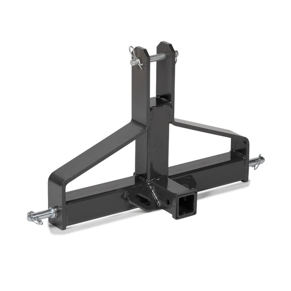 Titan Attachments 3 Point 2" Trailer Receiver, Tractor Hitch Fits Category 1 Tractors, Quick Hitch Compatible Adapter, 1,500 lb Towing Capacity, 3” Tubular Steel Drawbar