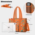 thumbnail image 5 of Teacher Tote Bag,Orange Cartoon Dinosaurs Rockets Planets Pattern Teacher Utility Tote Bag,Large Work Tote Bags for Women with Multiple Pockets,Top Zipper Closure,13.8x10.6x6.7 Inch, 5 of 5