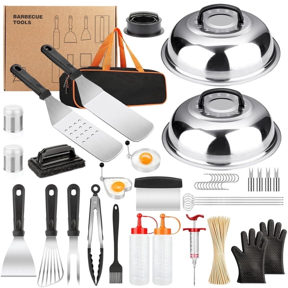 Griddle Accessories Kit, 135 Pcs Griddle Grill Tools Set for Blackstone , Professional Grill BBQ Spatula Set with Basting Cover, Spatula, Scraper, Bottle, Tongs, Egg Ring