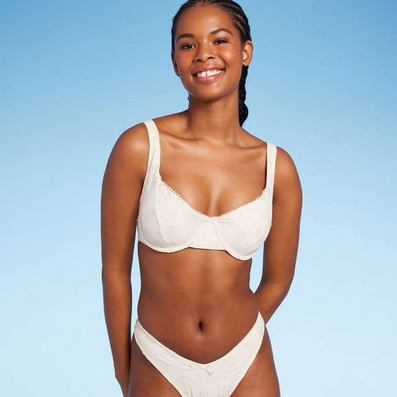 Women's Pointelle Underwire Bikini Top ‚Cream XXS
