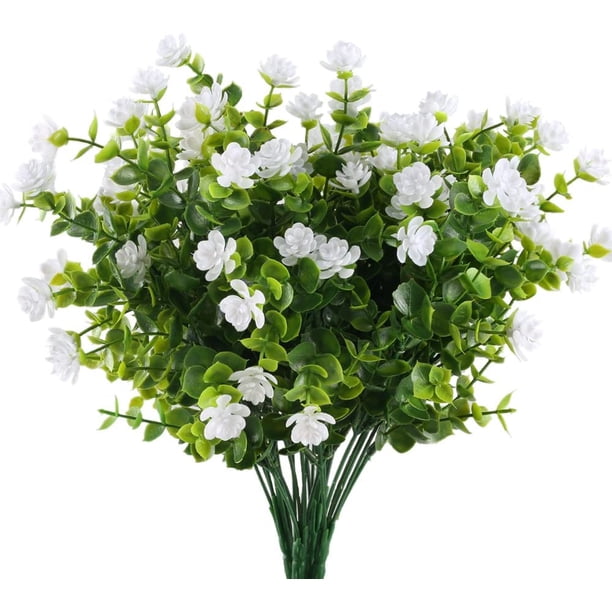 4pcs7 Cabeza 35 Tenedores Eucalipto Rosa Flor Falsa-Blanco Adepaton MZQ-0790-2