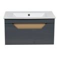 thumbnail image 6 of Modern Wall-Mounted Bathroom Vanity with Washbasin | Troy Graphite Gloss Collection | Non-Toxic Fire-Resistant MDF-26"-No Mirror, 6 of 6