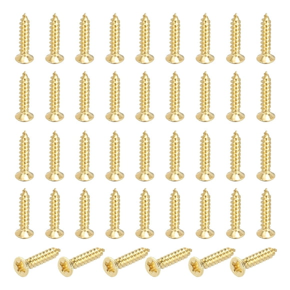 65 Pcs Brass Screws, M2 x 10mm Solid Phillips Flat Head Self-Tapping Wood Screw Fasteners for Woodworking Furniture Repair Photo Frame Drywall Home Appliances