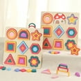 thumbnail image 4 of Kuroiy Wooden Geometry Puzzle Board | Shape Building Blocks for Math Learning | Educational Gift | Double-Sided Colorful Design | Compact 22.5cm Size | Durable Wood | 1 Piece, 4 of 6