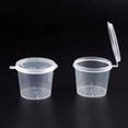 thumbnail image 2 of 100 Pcs 25ml or 40ml Plastic Sauce Cups Food Storage Containers Clear Boxes + Lids, 2 of 7