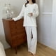 Volkmi Flanelle Pyjamas Costume Femmes Épaississement Fée Chaude Grande Taille Chaud Costume Pantalons Vêtements de Maison Blanc une Taille (80-145 Chattes) – image 5 sur 10