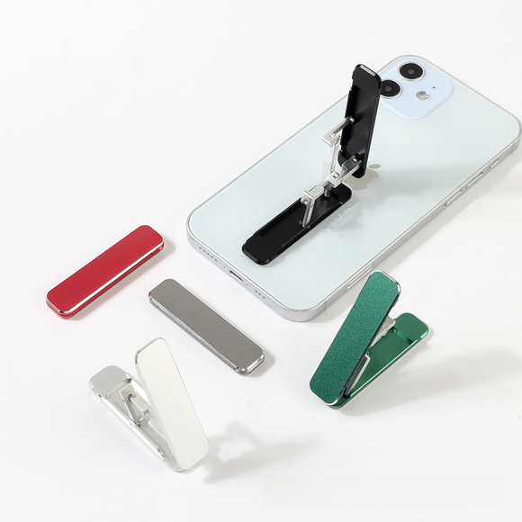 Soporte adhesivo trasero para teléfono móvil plegable de aleación de aluminio, soporte de escritorio ultrafino y mini portátil