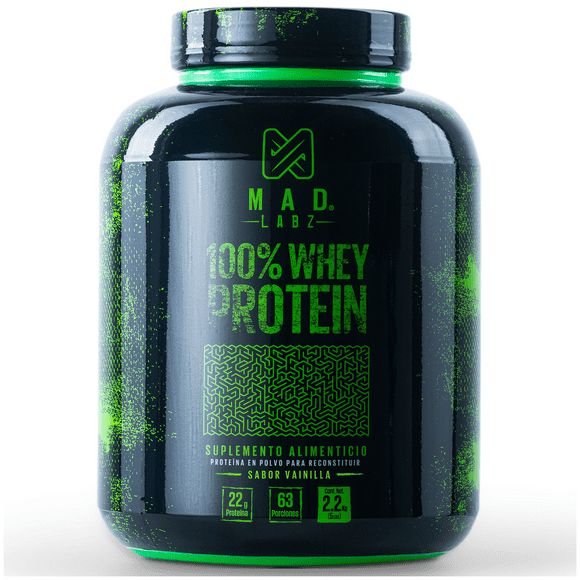 Mad Labz 100% Whey, 2.26kg 63 Servicios, Sabor vainilla,100% Whey Proteína MAD LABZ Proteina 100% Whey Vainilla