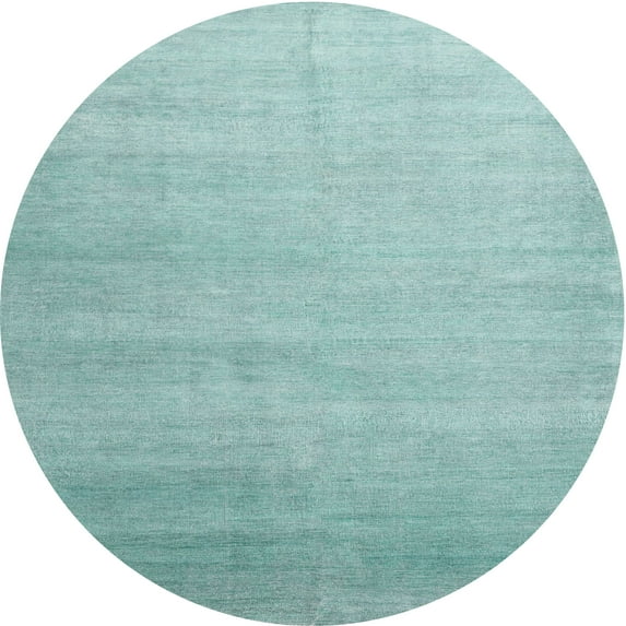 Ahgly Company Indoor Round Contemporary Tiffany Blue Abstract Area Rugs, 8' Round