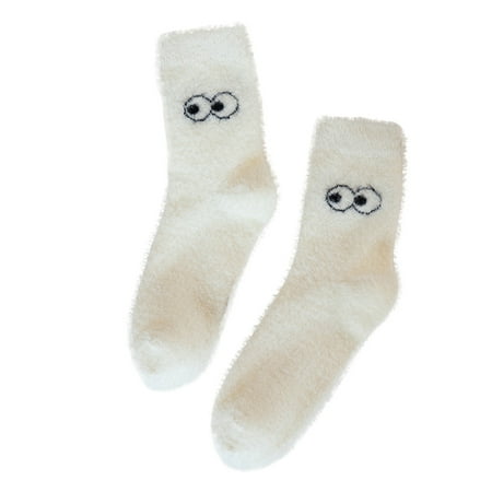 

Women Autumn And Winter Tube Socks Cute Eyes Plush Socks Fashion Casual Socks Silky Opaque Tights for Women Christmas Stocking