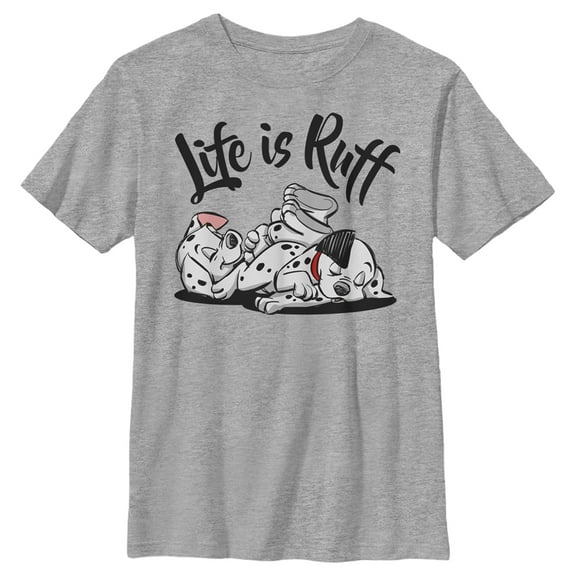 Boy's One Hundred and One Dalmatians Life is Ruff  Graphic Tee Athletic Heather X Large