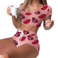 thumbnail image 1 of Pijama de 2 piezas con labios rojos para niñas, conjunto de ropa de dormir de verano para mujeres, camisón sin mangas, lencería Sexy para mujeres, pijamas xuanjing  unisex, 1 of 2