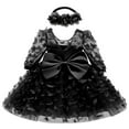 thumbnail image 2 of Baby Girls Butterfly Mesh Long Sleeve Princess Dress & Headband Set, 2 of 6