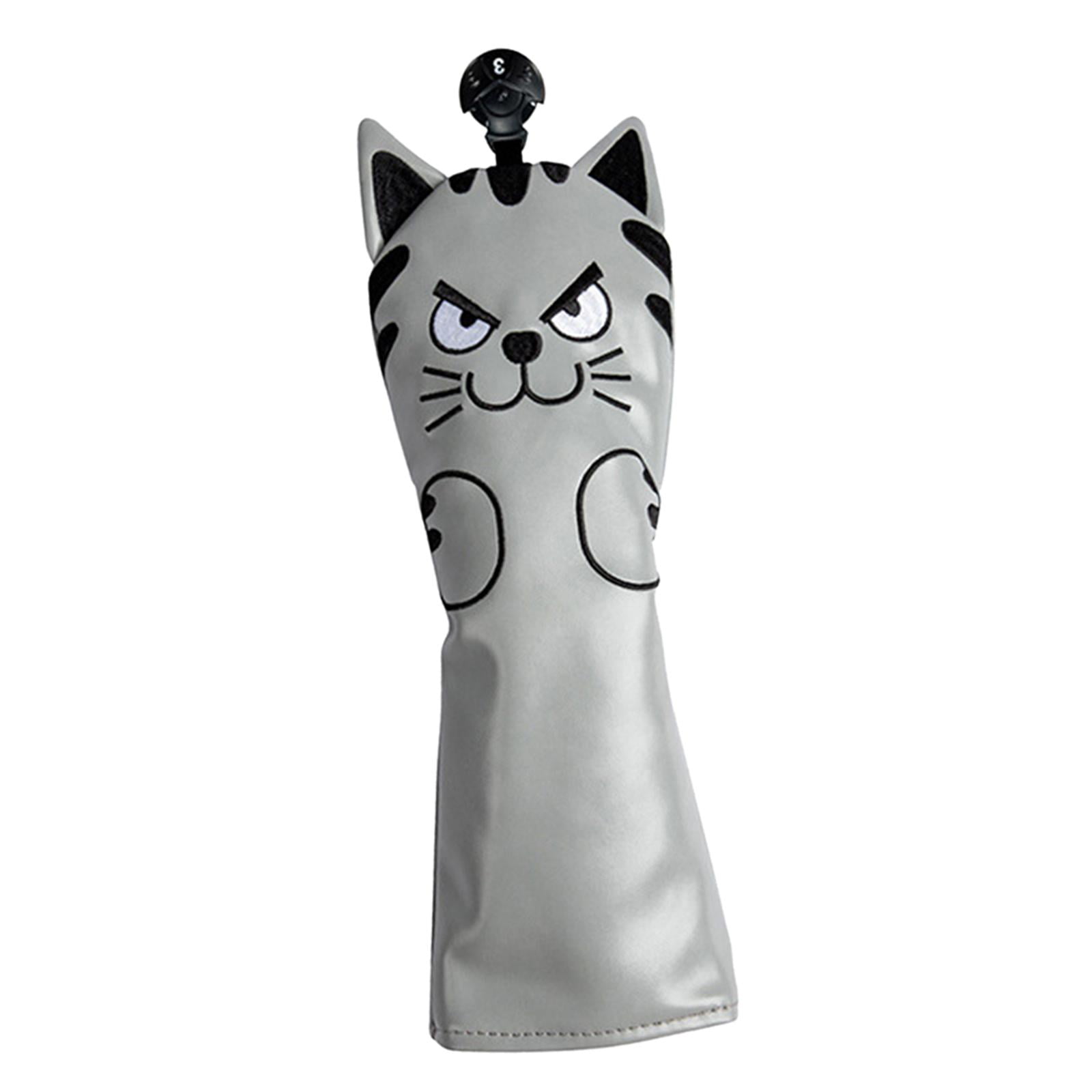 harayaa Golf Club Head Covers Mallet Putter Cat Pattern Accessories Putter Cue Headcover UT Wood Grey