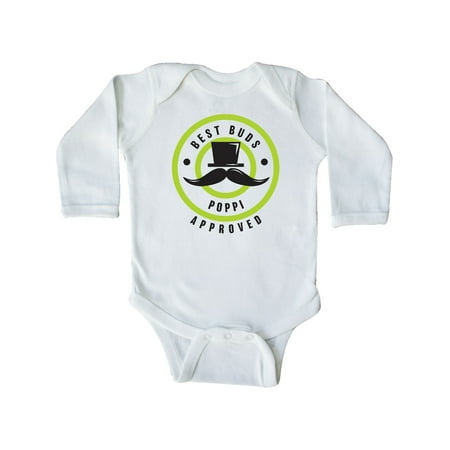 

Inktastic Best Buds Poppi Approved with Tophat and Mustache Gift Baby Boy Long Sleeve Bodysuit