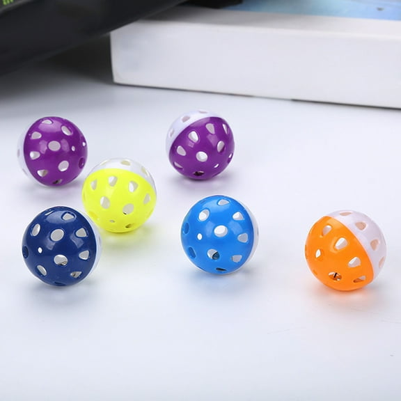 SPRING PARK 10Pcs Squeak Toys,Molar Chew Play Toy Dog Cats Puppy Hollow Ball Bell Sound Making Cat Kitten Interactive Scratch Playing Pet Toy