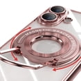 thumbnail image 6 of Compatible with iPhone 17 Case with Rotating Magnetic Ring Stand, [Compatible with MagSafe] [Full Camera Lens Protector] Plating Clear Slim Phone Case for iPhone 17, Rosegold, 6 of 7