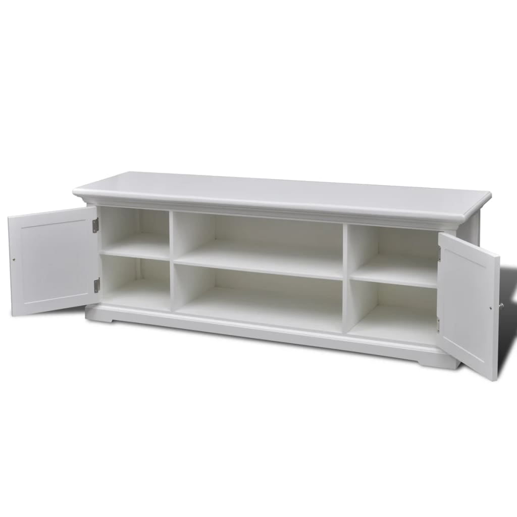 Kepooman Modern Farmhouse Sliding Grooved Door TV Stand for Living Room, White Kepooman Modern Farmhouse Sliding Grooved Door TV Stand for Living Room, White