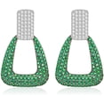 thumbnail image 1 of French Light Luxury high-end Green Square Geometric Niche Design Earrings, 1 of 4
