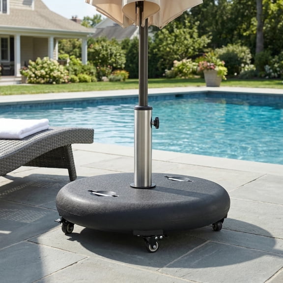 GDF Studio Hercules Outdoor 80lbs Concrete Circular Umbrella Base, Black