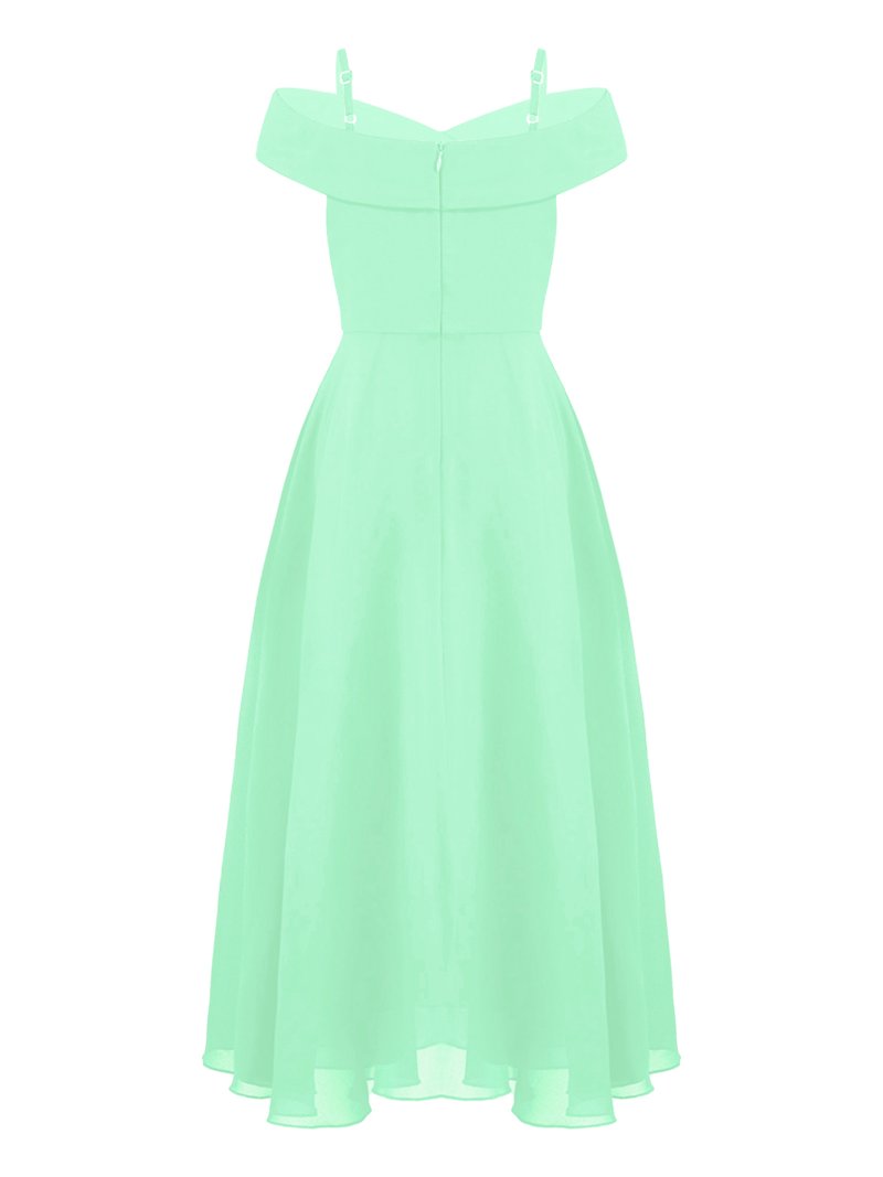 mint green off the shoulder bridesmaid dress Off the Shoulder Mini-Green Front Slit Bridesmaid Dress Aline Beach Wedding Dress main image 0