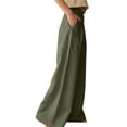 thumbnail image 3 of DYMADE Women Plus Size Cotton Linen High Waist Solid Leisure Wide Leg Pants, 3 of 3