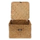 thumbnail image 4 of ColoMX Canasta de almacenamiento de ratán con botón Tapa cuadrada Bins de almacenamiento de mimbre Caja con la cubierta Organizador Decoración de la mesa del hogar (pequeño), 4 of 7