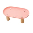 thumbnail image 4 of Soporte elevado para comedero de gatos, de plástico antiderrame y con base de madera. Rosa 24cmx13cm, 4 of 9