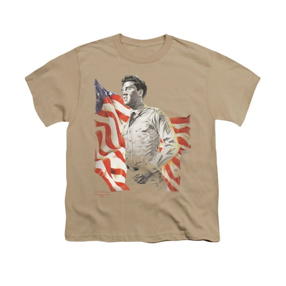 Trevco ELV590-YT-1 Elvis Presley & Freedom Youth 18-1 Short Sleeve T-Shirt, Sand - Small