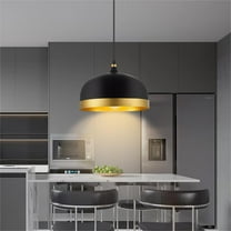 Modern Black Gold Pendant Light, 1-Light Farmhouse Pendant Lighting for Kitchen Island, Dining Room, Hallway, Foyer and Bedroom
