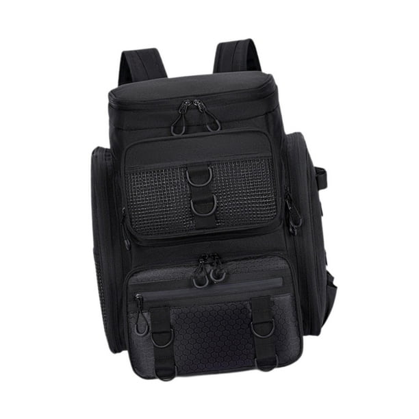 Mochila de Pesca, Caja de Aparejos, Tienda, Paquete Deportivo, Multifunción, Fácil de Llevar, Bolsa de Pesca, Regalo para Hombres, para Caza, Viajes, Negro