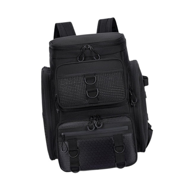 DYNWAVECA Sac à Dos de Pêche Boîte d'Attirail Polyvalente Magasins pour Voyage Vélo Randonnée Sac à Dos Noir