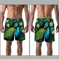 thumbnail image 3 of luoweisi Men's Beach Shorts Quick Dry Swim Trunks with Mesh Lining Peacock 2XL, 3 of 5