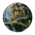 thumbnail image 4 of Orinice Fairy House Woods Waterfall Round Table Cover Stain Resistant Washable Indoor Outdoor Tablecloth Kitchen Dining Wedding Parties Waterproof 100% Polyester Fiber 38-42, 4 of 8