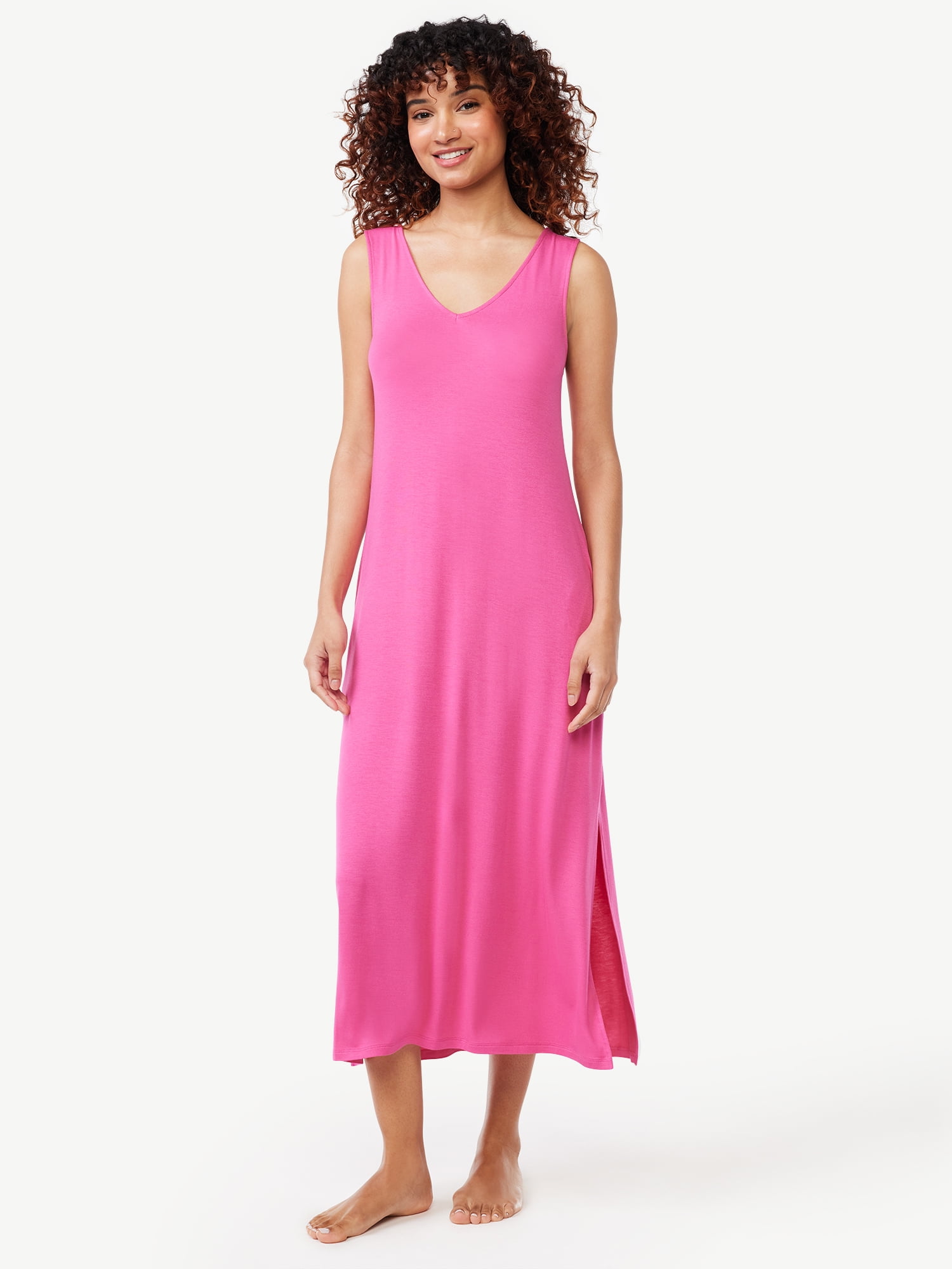 Joyspun Women's Sleeveless Midi Sleep Chemise, Sizes S to 4X