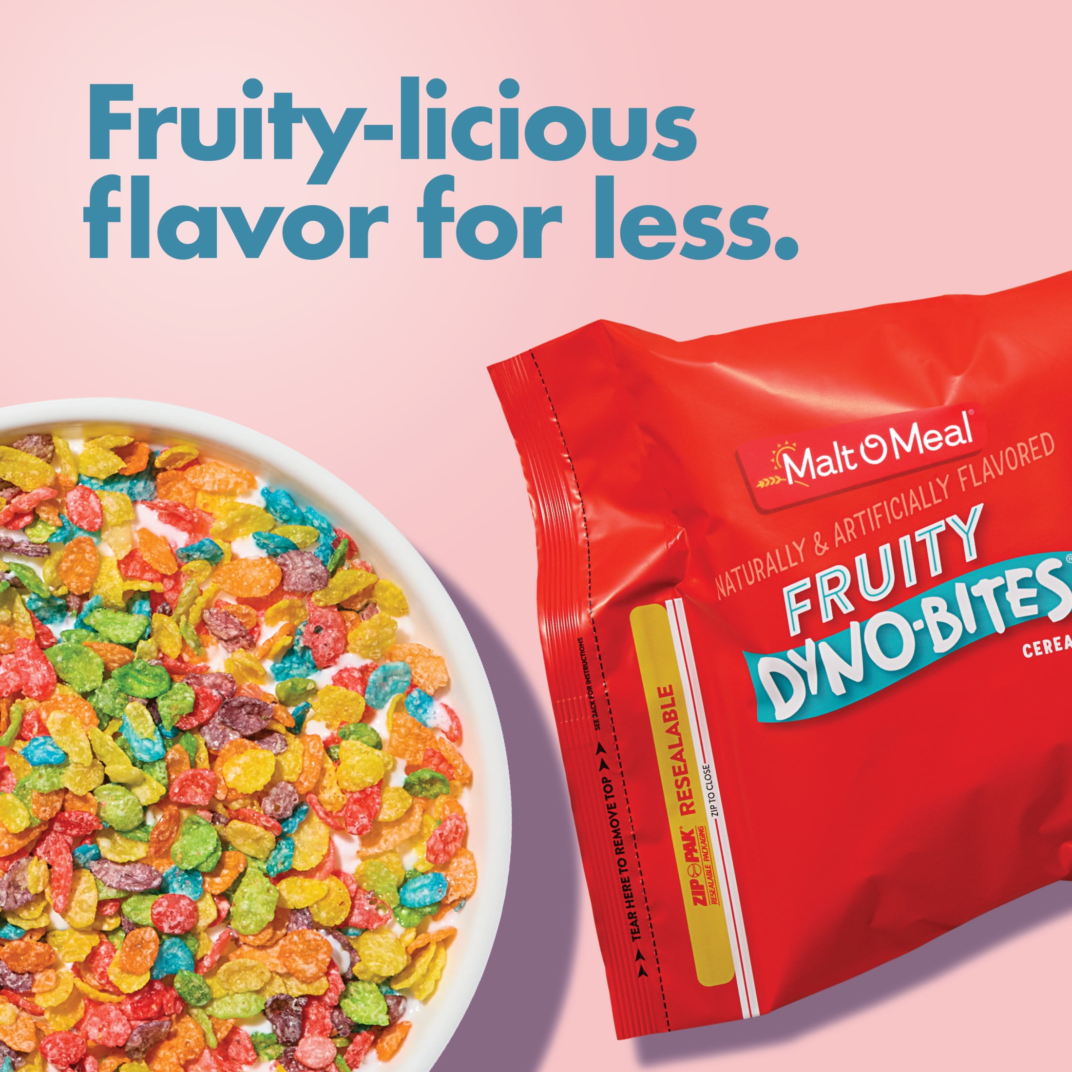 Malt-O-Meal Fruity Dyno Bites Cereal, Gluten Free Breakfast Cereal, Crunchy 61 oz (Pack 2)