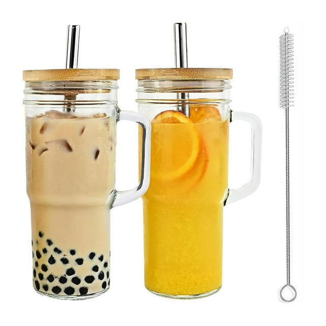 Xingzhi 2pcs Tea Cup With Lid And Straw Gift Idea Wide Mouth Opening Leak-proof Lid