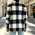 thumbnail image 6 of cocolona Womens Classic Plaid Jacket Fleece Lined Long Sleeve Lapel Overcoat Fall Winter Warm Trendy Outerwear, 6 of 7
