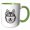 Green/White, variant on 3drose, Siberian Husky Dog and Mountain Laurel Blossom, 11oz Two-tone Black Mug