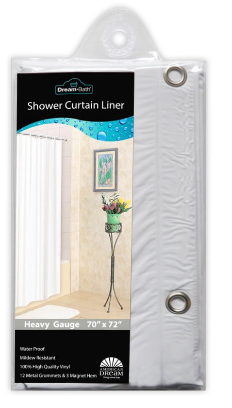 Dream Bath PVC Anti-Bacterial Mildew Resistant Shower Liner, 72x72 inch ...