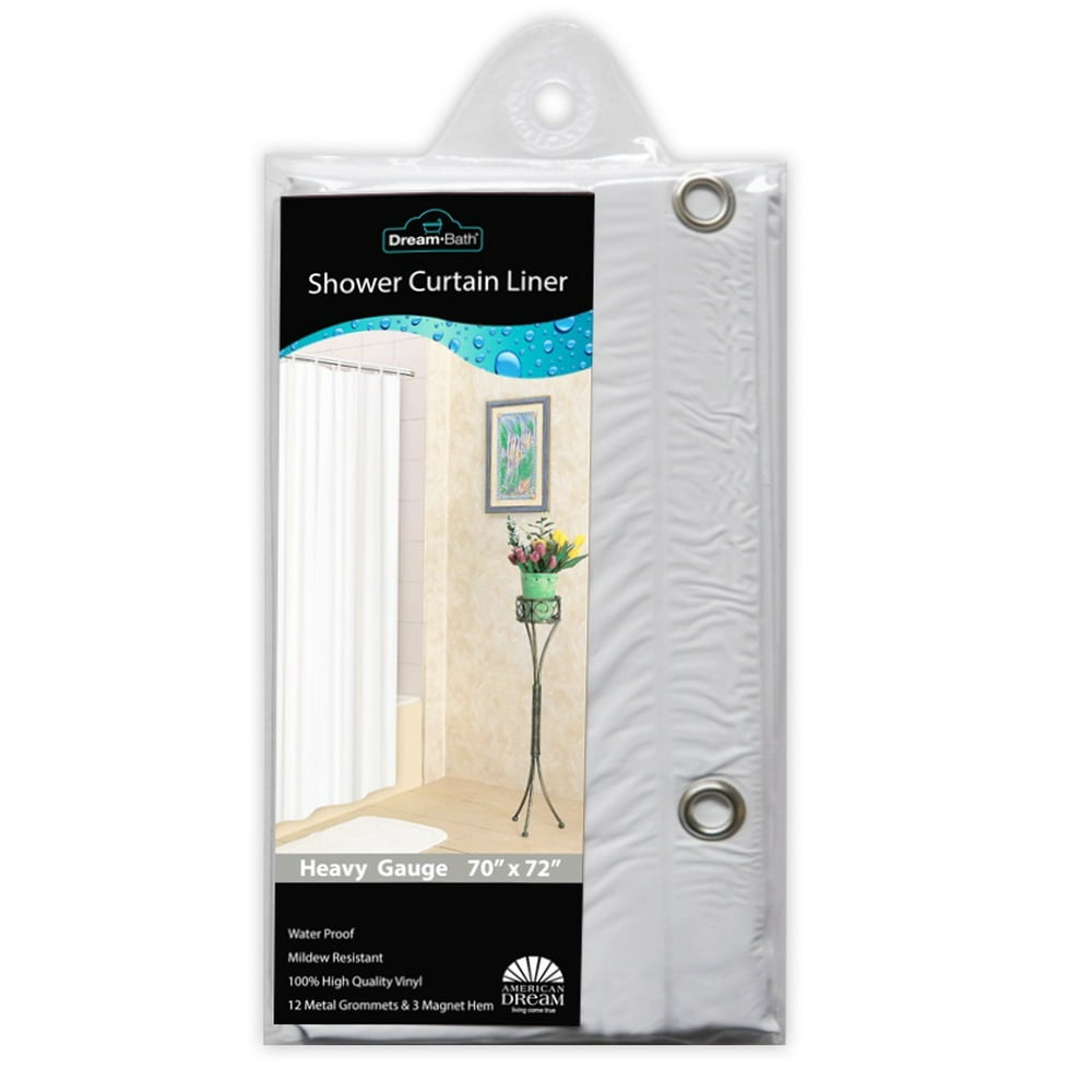 Dream Bath PVC AntiBacterial Mildew Resistant Shower Liner, 72x72 inch
