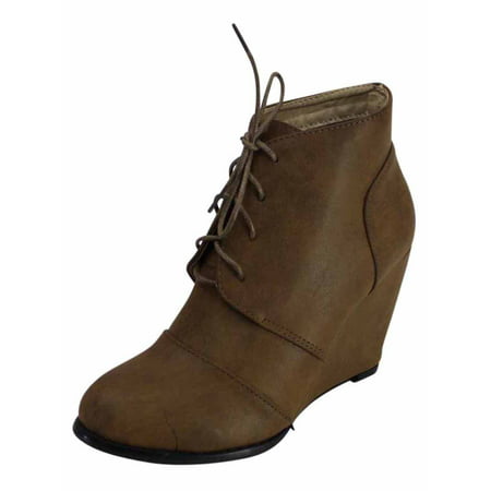 lace-up wedge heel ankle booties for women