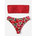 thumbnail image 5 of Gibobby Conjunto de Bañador Sexy Bikini traje de baño dos tubos traje de baño hasta piezas ropa de playa push-up mujer estampado traje de baño Tankinis c(Rojo,G), 5 of 5